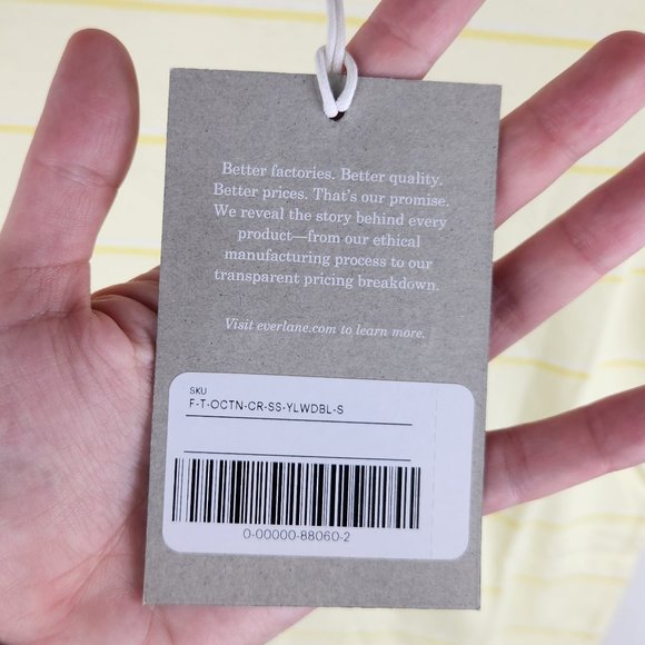 NWT Everlane Organic Cotton Short Sleeve Crewneck Tee Yellow Stripe sz S - Picture 6 of 8
